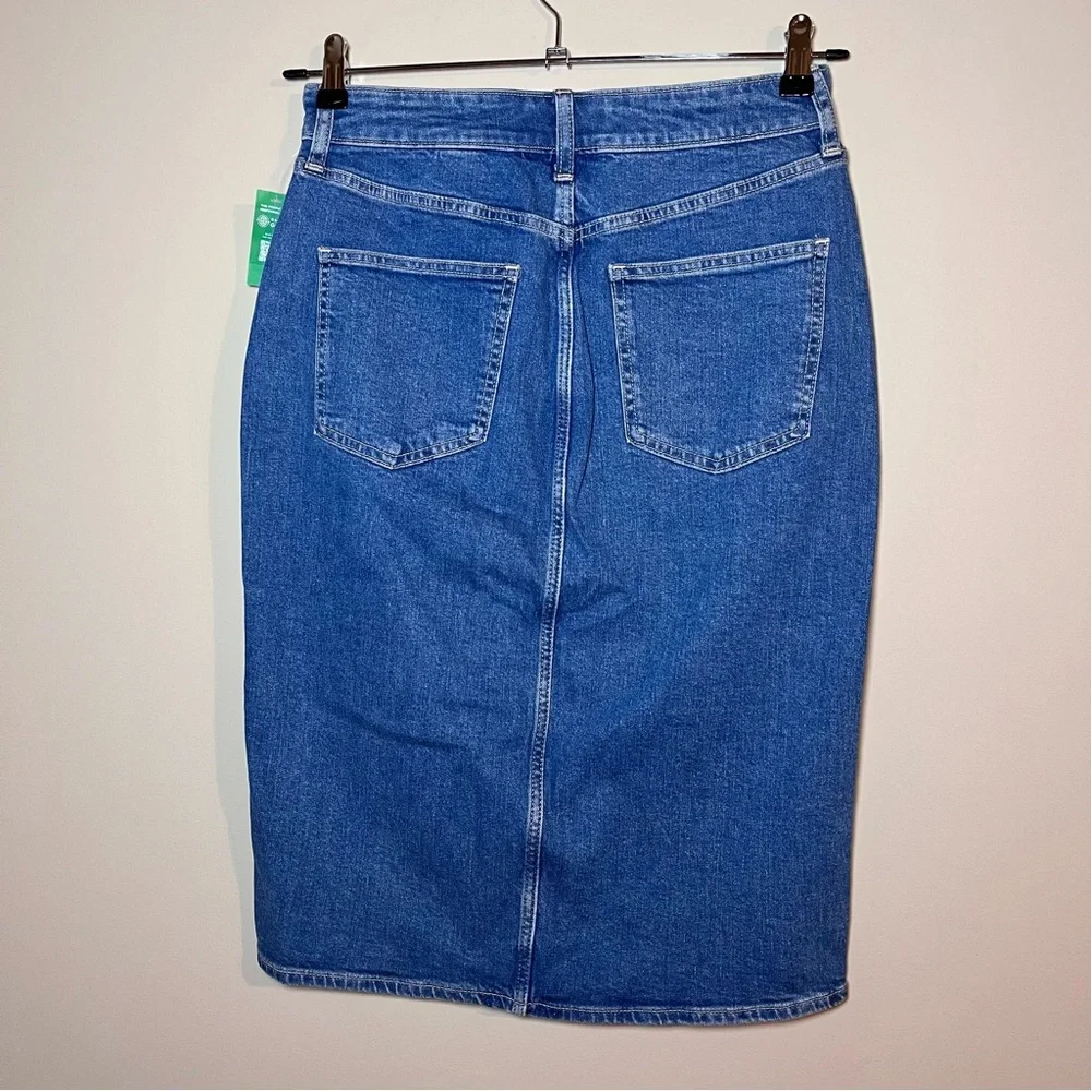 Gap NEW Denim Stretch Front Slit Midi Pencil Skirt Medium Indigo Blue Size 6/28 - Picture 6 of 7